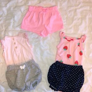 2 for $10 Two outfits & shorts for baby girl sz NB